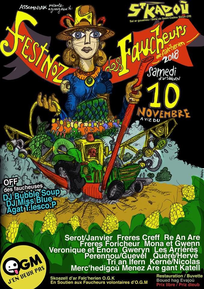 Affiche de l'événement Fest-Noz des faucheurs (2018) créée par ron-x